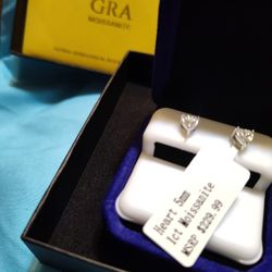 Moissanite 1ct Heart Sterling Silver Earrings 