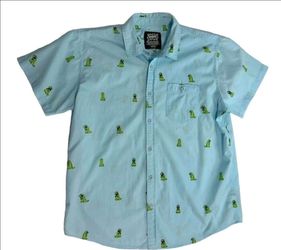 Nickelodeon Rugrats Dinosaur Reptar All Over Print Mens Shirt Large Button Up