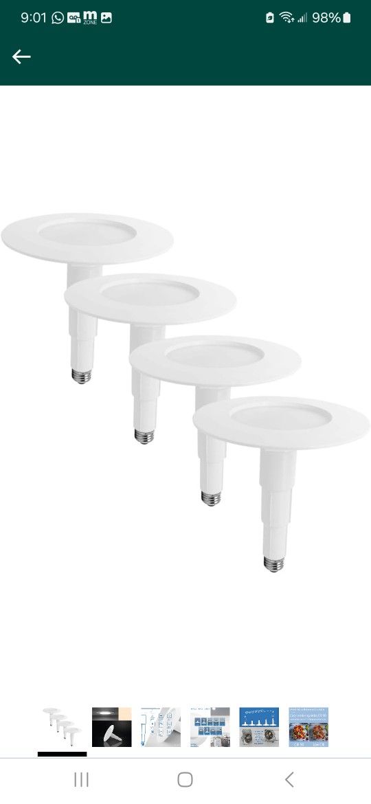 Jolux 5/6 Inch LED Adjustable Retrofit Downlight, 12W=60W, 5000K Daylight, 800 Lumens, Dimmable Can Lights, ETL, Damp Rated Recessed Lighting, Simple