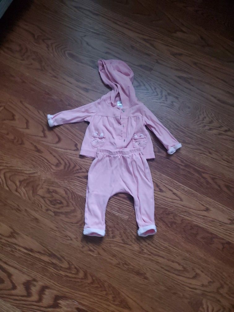 Carter's 6 month Pink Pants And Button Up Hoodie
