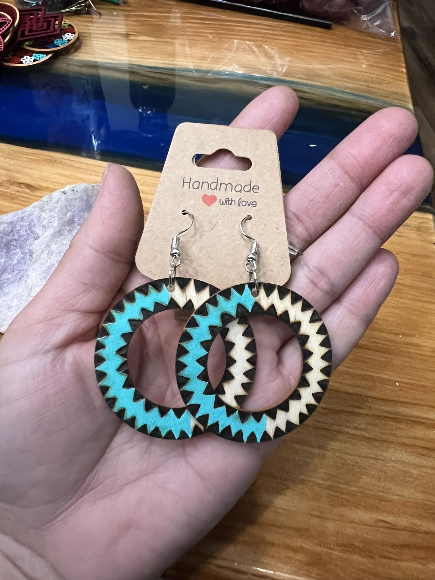 Wood Burned And Wood Stained Earrings
