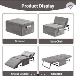 Light Gray Sleeper Ottoman