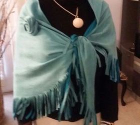 Turquoise faux suede fringe poncho