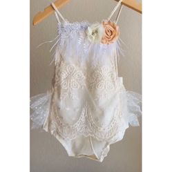 Boho Lace Baby Girl Romper, Outfit Girl, 6-12 months 