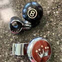 Vintage Car Truck Steering Wheel Knobs 8 Ball And Crown 
