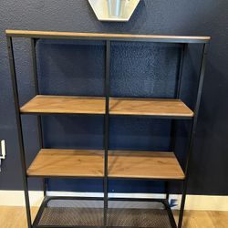 Multitiered Wire & Wood Shelving Unit