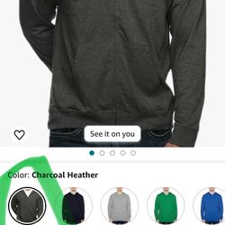 MIER Men's Lightweight Hooded Full-Zip Long Sleeve Sweatshirt Athletic Casual Cotton-Blend Hoodie 