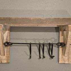Hanging wood shelf w/ hangers