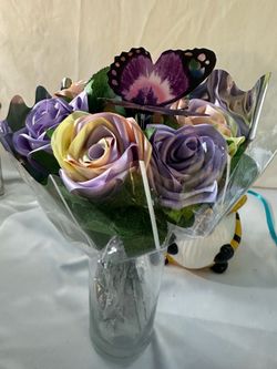 Half‑Dozen Handmade Satin Ribbon Rose Bouquet – Pastel Mix