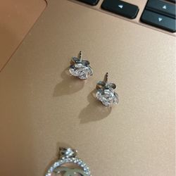 Earings and Charm- 14 K White Gold