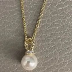DAVID YURMAN Necklace Petite Solar with Pearl and Diamonds Pendant