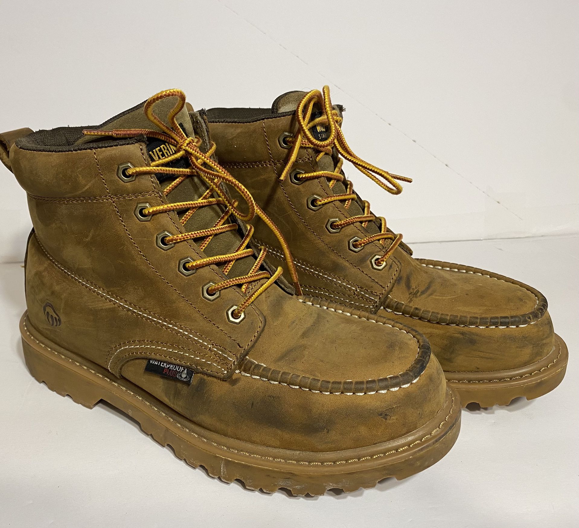 Wolverine Men's Floorhand Moc Toe Steel Toe Work Boot Tan Leather Sz 10M
