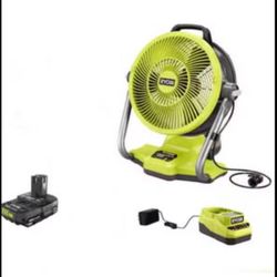 12” Hybrid 18v Mist Fan With Battery And Charger - Hose Fed