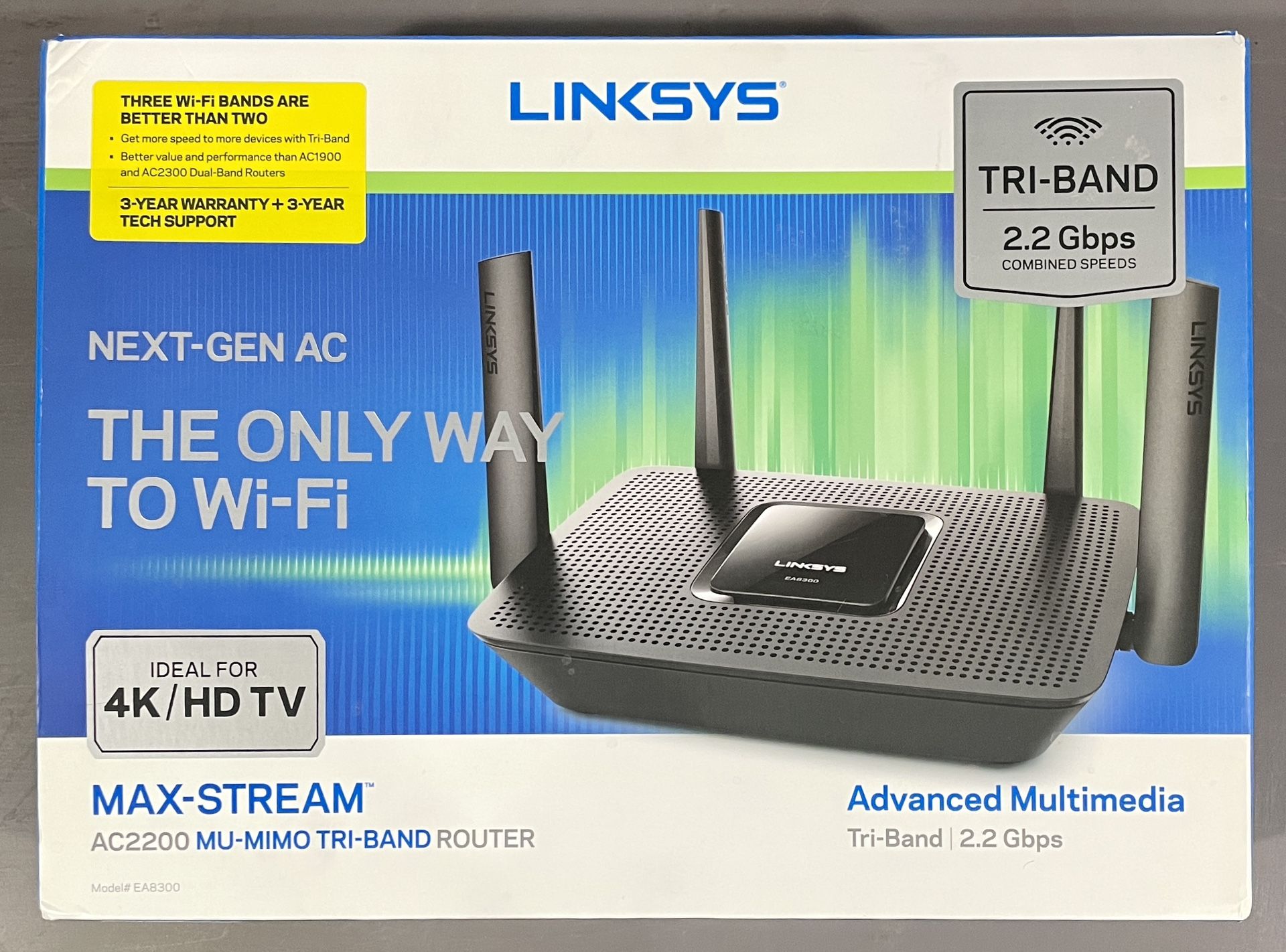 Linksys EA8300 Max-Stream Wireless AC2200 MU-MIMO Tri-Band Wi-Fi Gigabit Router