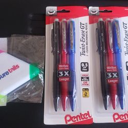 2-Pack~Pentel~Twist Erase GT Mechanical Pencils~SEALED~0.5 mm Lead, Asst Colors~Pack Of 3 #6