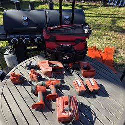 Hilti 24v  4/ tool 4/ batteries & dual charger set w husky rolling tool bag
