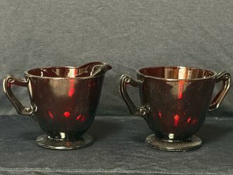 Royal Ruby Red creamer and sugar bowl set