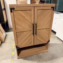 Shoe Storage Cabinet with Doors - Large Shoe Organizer Cabinet with Adjustable Shelves oak  $120 