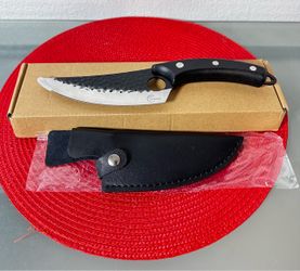 Boning Knife New - AURORA Butcher Knife with Leather Sheath - TEXT ONLY