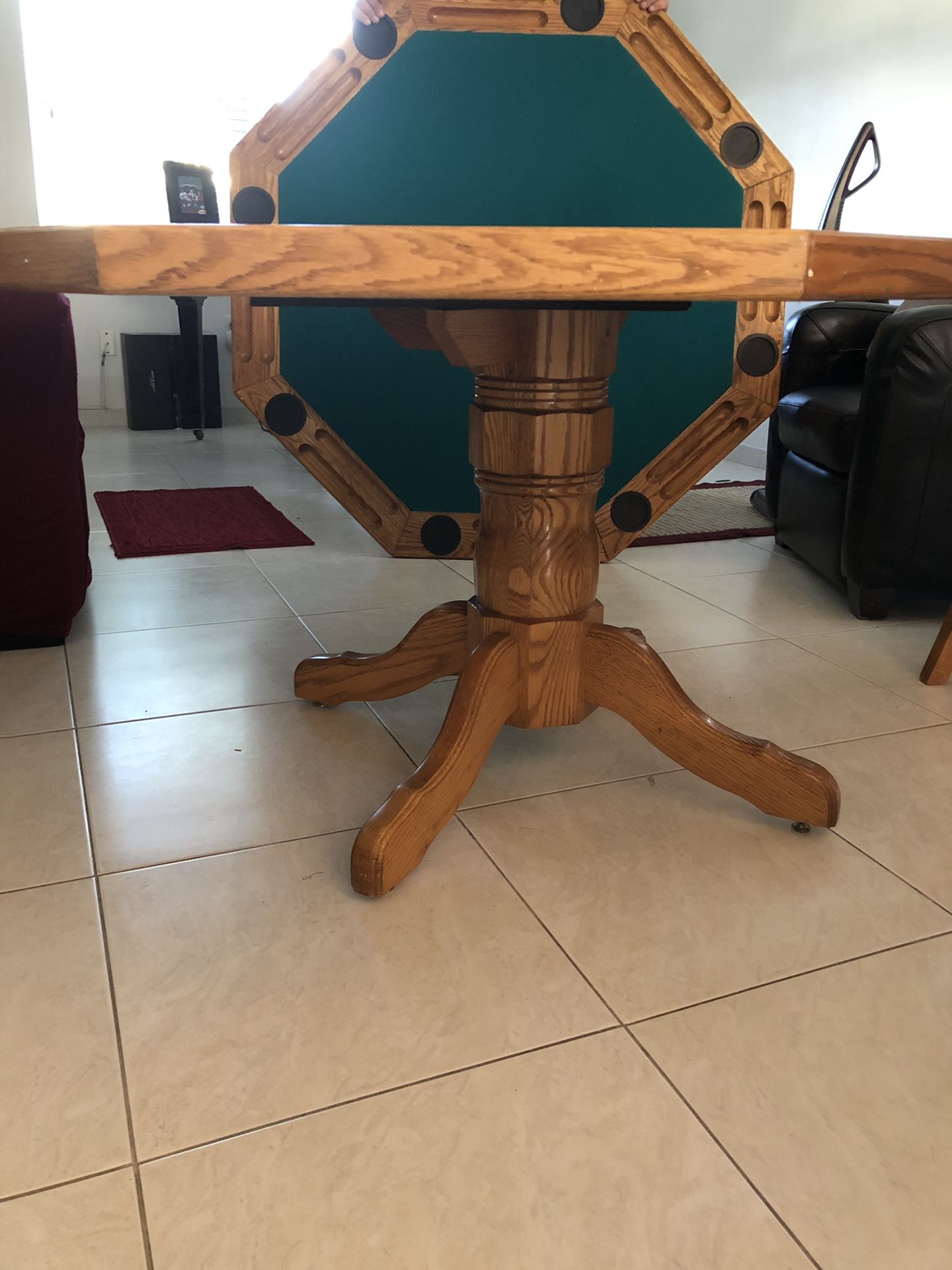 HONEY OAK 3 IN 1 POKER/ GAME /DINING/KITCHEN TABLE