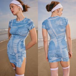 Miaou X Urban Outfitters Billie stamp print mini t-shirt dress size S small