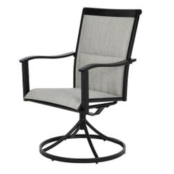 Style Selections Melrose Set of 2 Black Steel Frame Swivel Dining Chairs with Gray Sling


