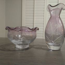 Lenox Crystal Amethyst Vase And Bowl