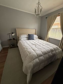 Queen Upholstered bed frame  & Mattress