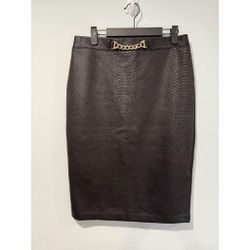 2X Marc New York Pencil Skirt Snake Print Gold Chain 