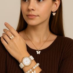 Inschic Butterfly Jewelry Set with Watch