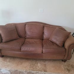 Thomasville 86" Nubuck Leather Sofa