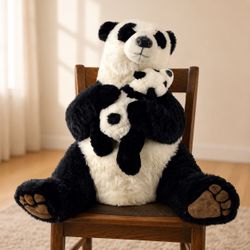 Rare Costco Giant Mama & Baby Panda Plush – 3 Feet Tall