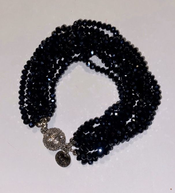 SAACHI Brand Black Crystal Multi-strand Bracelet