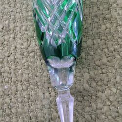 AJKA GREEN CRYSTAL CHAMPAGNE FLUTE