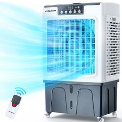 Evaporative Cooler, VAGKRI 3000CFM Evaporative Air Cooler, 120°Oscillation Swamp Cooler with Remote Control, 24H Timer, 3 Wind Speeds for Outdoor Indo