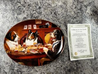Franklin Mint Dogs Playing Cards Plates