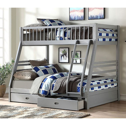 Gray Twin/Full Bunk Bed with Drawers