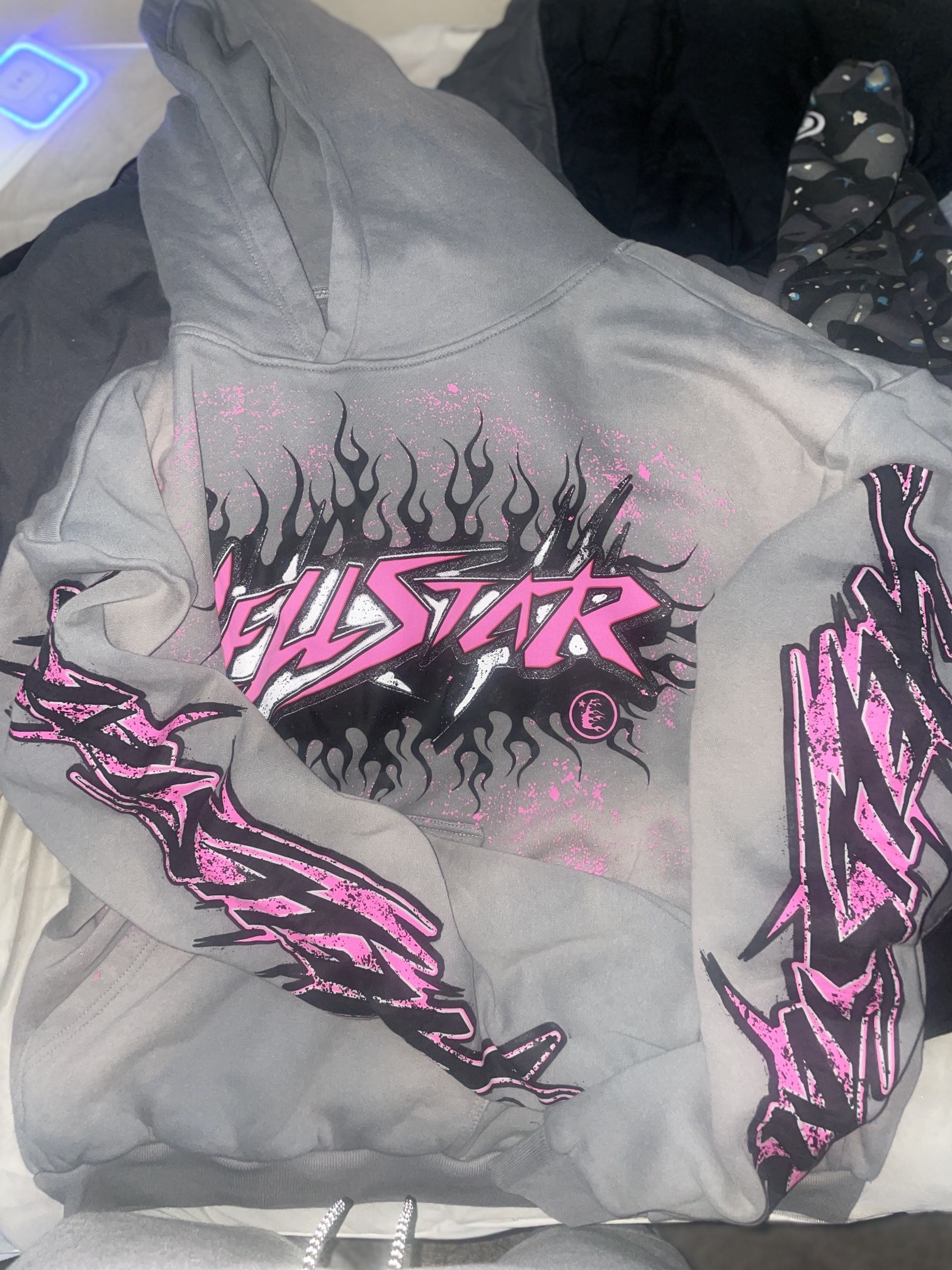 Grey and Pink HellStar Hoodie