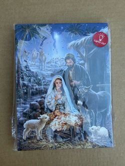 New Glow Décor A Savior Is Born Lighted Nativity Wall Art 8.5” x 6.5”