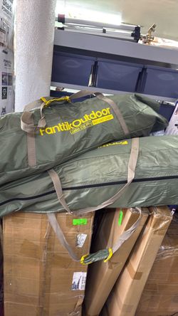 FanttikOutdoor Zeta C6 Pro Camping Tent 6 Person Instant Cabin Tent, Khaki & FanttikOutdoor Zeta L11 Duo Pro Double Camping Chair, 2 Person Portable F