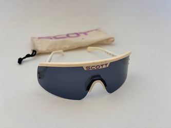 Vintage 80s 90s Scott Sunglasses Eclipse Sport Shield White w/  Fabric Pouch