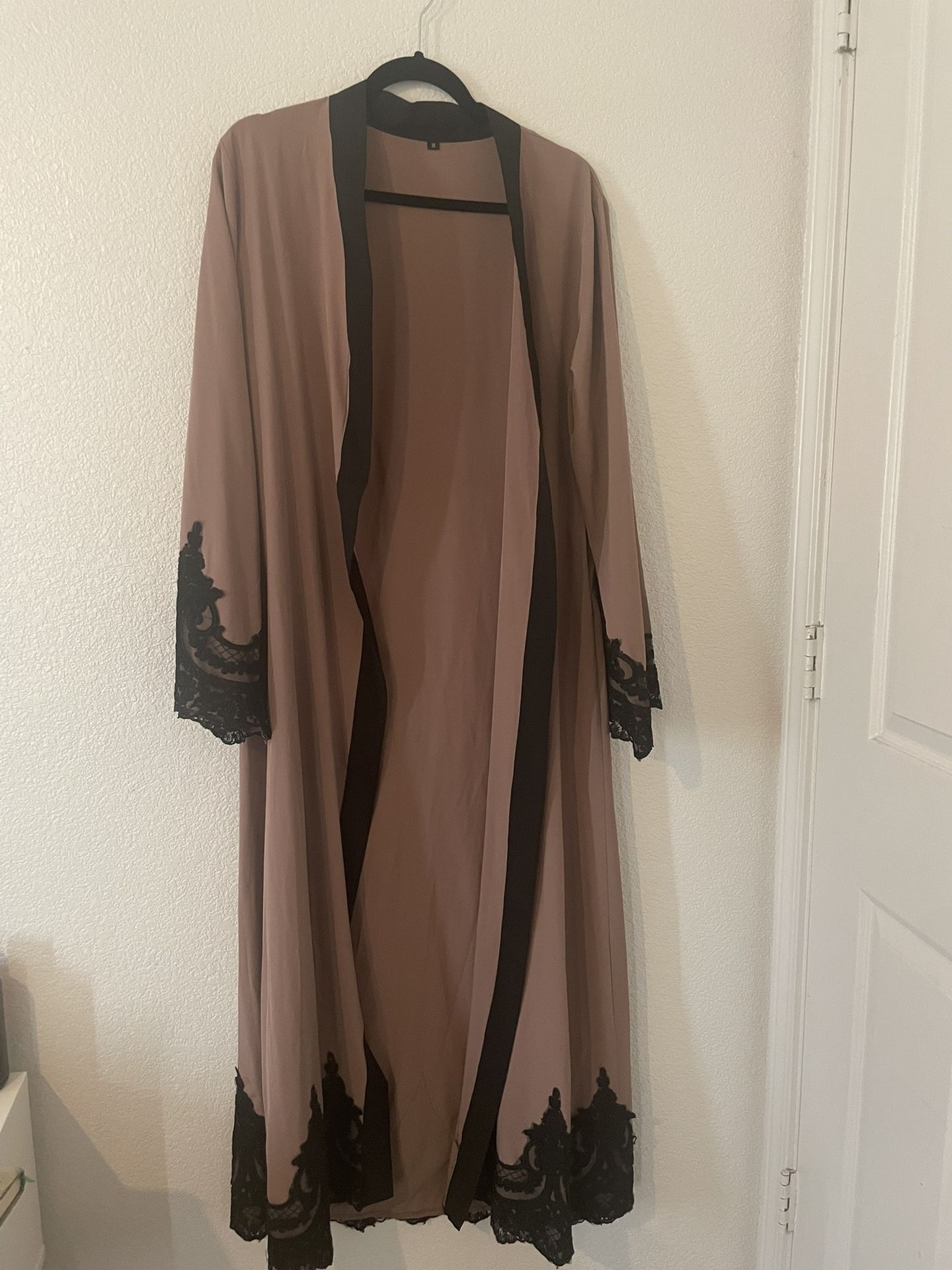 Brown And Black Robe/ Abaya With Lace Size M