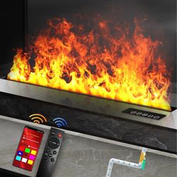 Water Vapor Fireplace, 3D Realistic Flame, Recessed, 31.6"