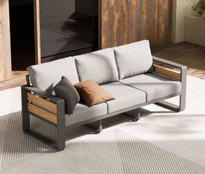 New -Aluminum Outdoor Patio Furniture-1 Pcs 3-Seat,Dark Gray Rustproof,High weight capacity,Water-repellent,Washable Cover,All-Weather Resistant,Easy