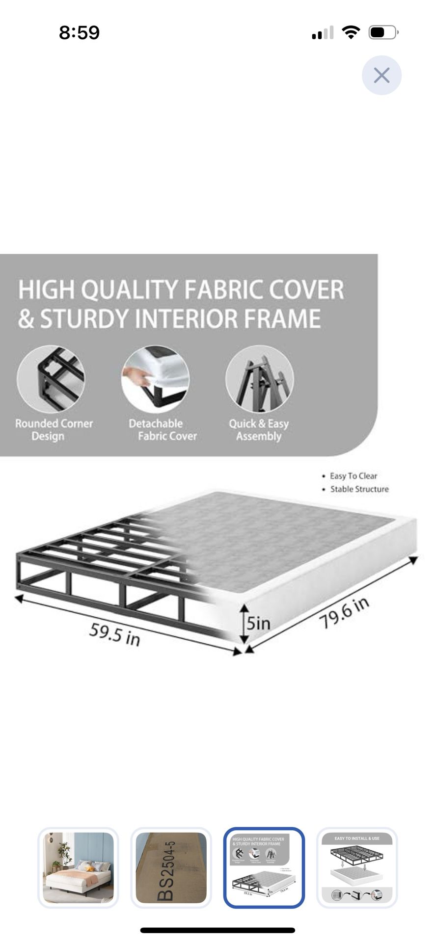 Queen box spring 5 Inch Heavy Duty Frame