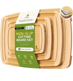 Bamboo Cutting Board Set Non Slip Feet Over Sink Men Husband Birthday Christmas Xmas Valentines Father Day Gifts Ideal from Wife Romantic Anniversary