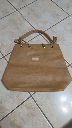Tan Faux Leather Tote Handbag