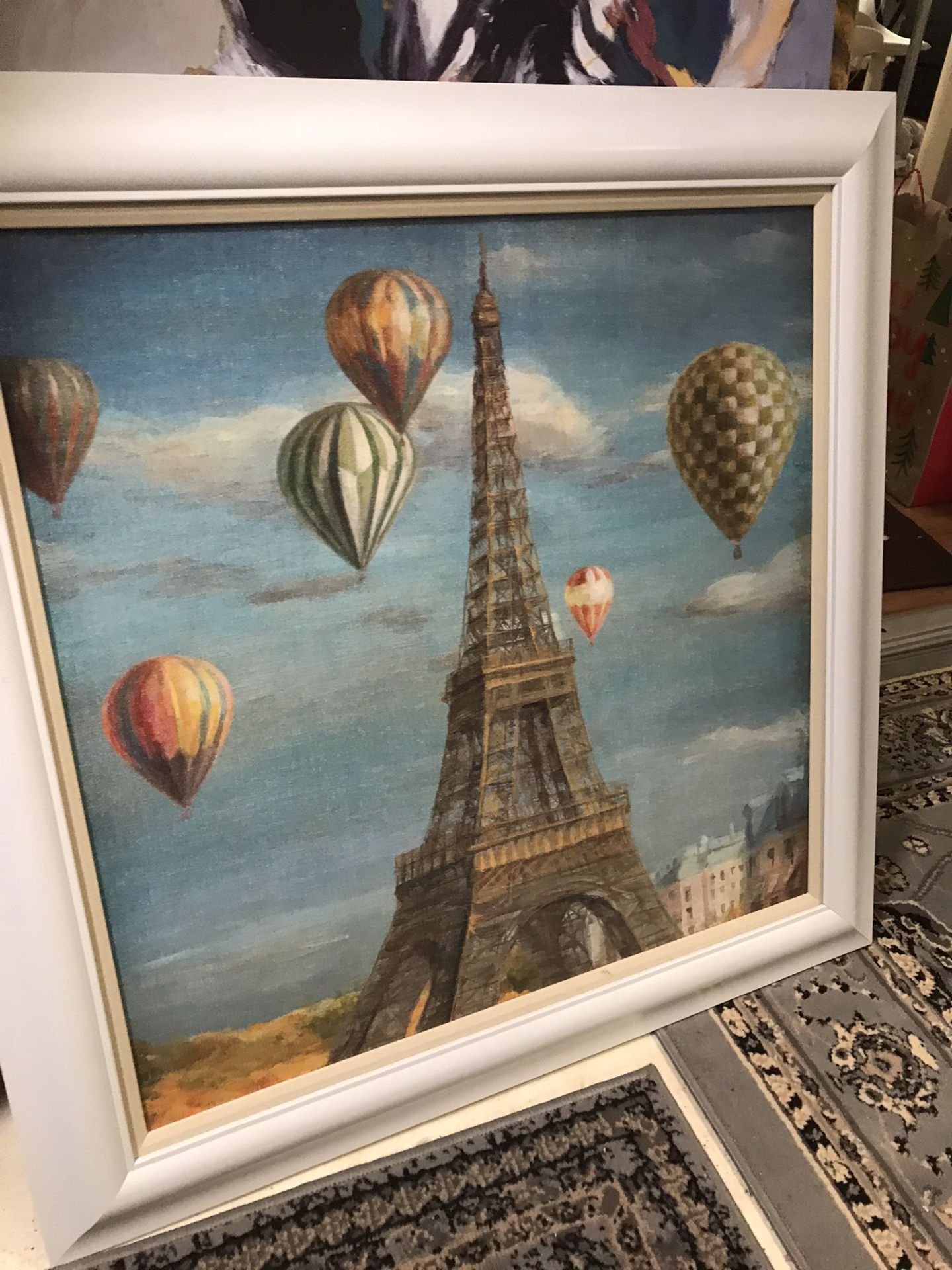 Large Eiffel Tower Picture with White Frame PENDING PICKUP
