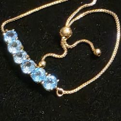 Blue Topaz Adustable Bolo Bracelet
