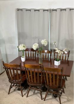 ETHAN ALLEN Farmhouse Dining Table & 6 Chairs / Mesa Comedor y 6 Sillas